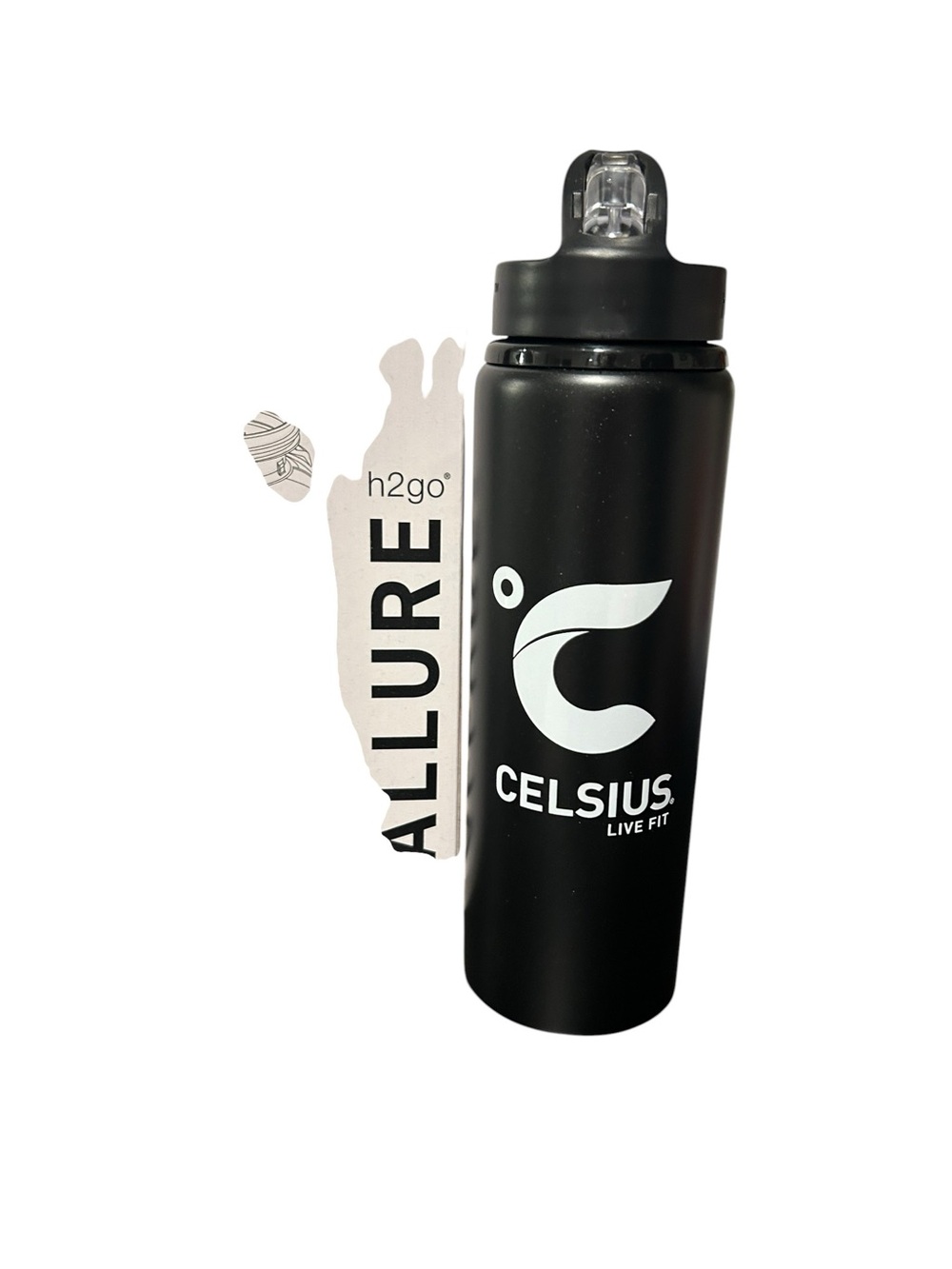 Celsius Black Stainless Water Bottle - Live Fit Logo